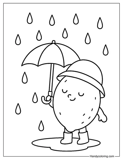 Lemon Rainy Day Coloring Page