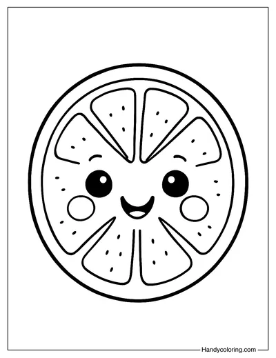 Lemon Slice with Face Coloring Page