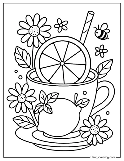 Lemon Teacup Garden Coloring Page