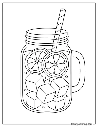 Lemonade Jar with Ice Cubes