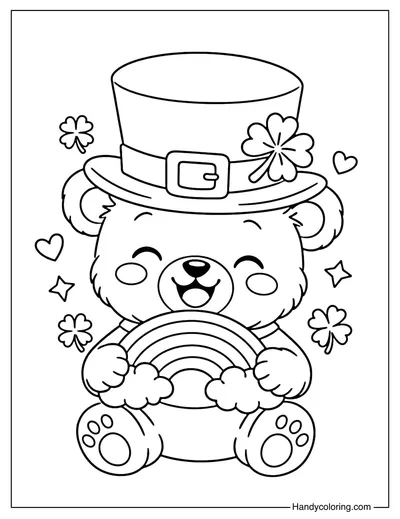 Leprechaun Bear Coloring Page