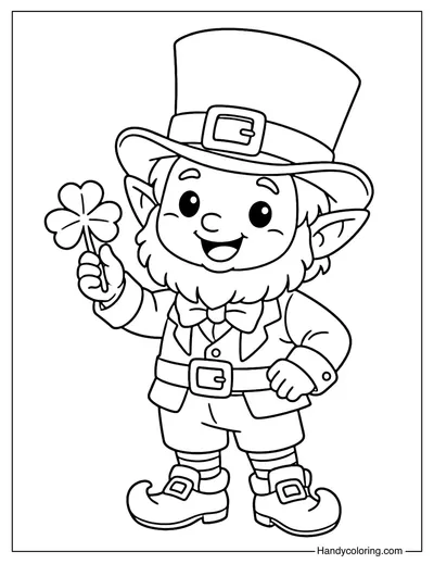 Leprechaun Holding Shamrock Coloring Page