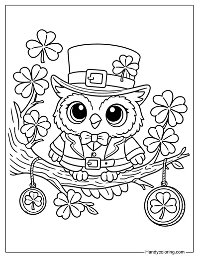 Leprechaun Owl Coloring Page
