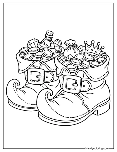 Leprechaun Shoes with Gold Coloring Page