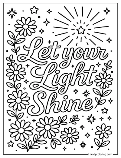 Let Your Light Shine Quote Coloring Page