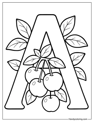 Letter A for Apple Coloring Page