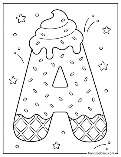 Letter A Ice Cream Bubble Alphabet