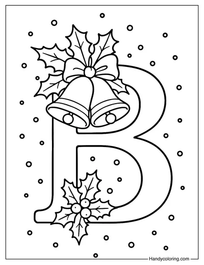 Letter B Christmas Bells Coloring Page