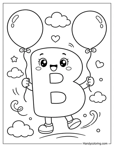 Letter B Holding Balloons