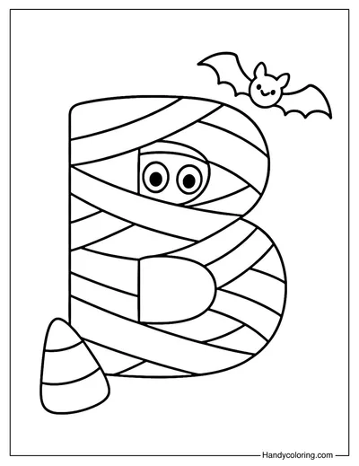Letter B Mummy Coloring Page