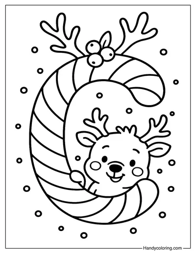 Letter C Christmas Candy Cane Coloring Page