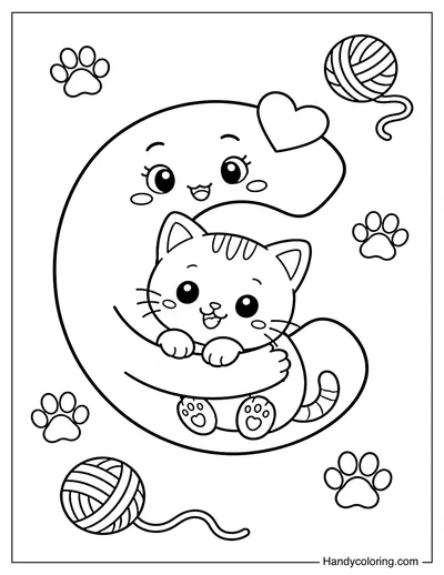 Letter C Hugging a Cat