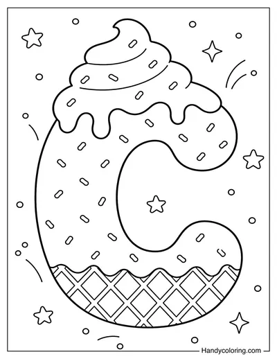 Letter C Ice Cream Bubble Alphabet