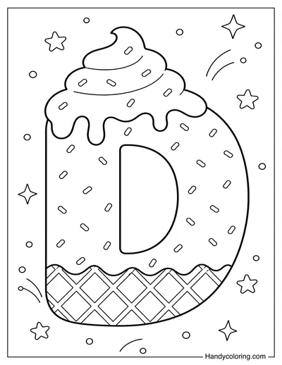 Letter D Ice Cream Bubble Alphabet