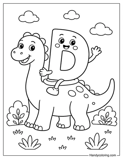 Letter D Riding a Dinosaur