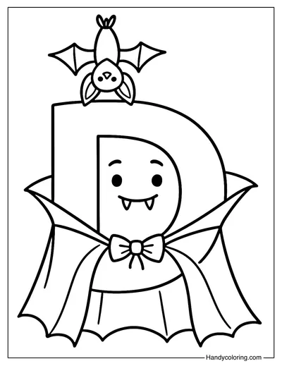 Letter D Vampire Coloring Page