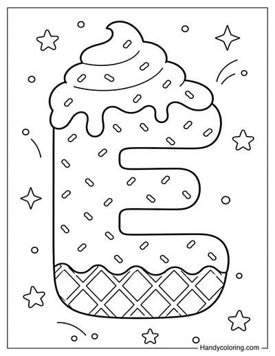 Letter E Ice Cream Bubble Alphabet