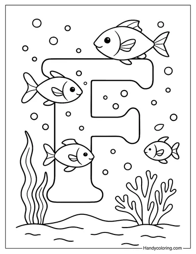 Letter F for Fish Coloring Page