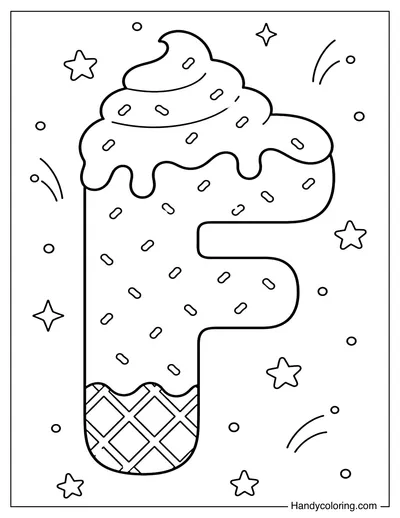 Letter F Ice Cream Bubble Alphabet