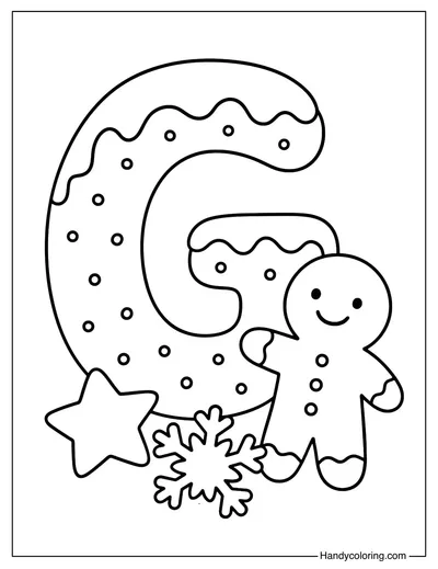 Letter G Christmas Gingerbread Man Coloring Page
