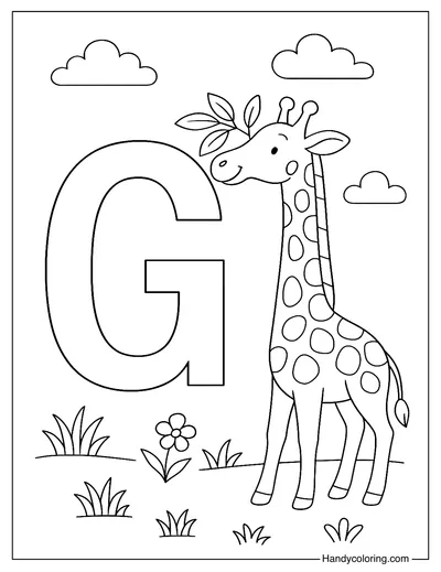 Letter G for Giraffe Coloring Page