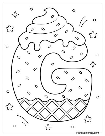 Letter G Ice Cream Bubble Alphabet