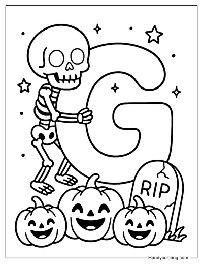Letter G Skeleton Coloring Page
