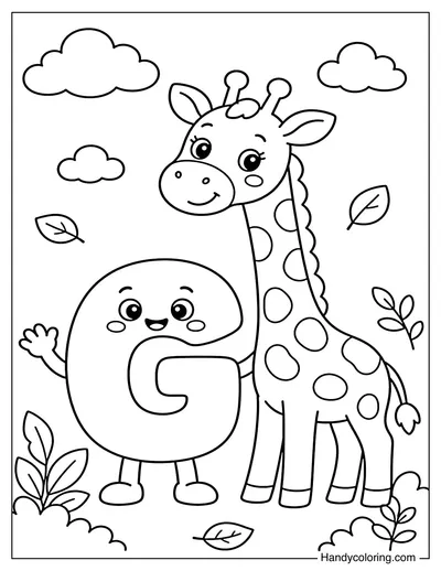 Letter G with a Giraffe Friend