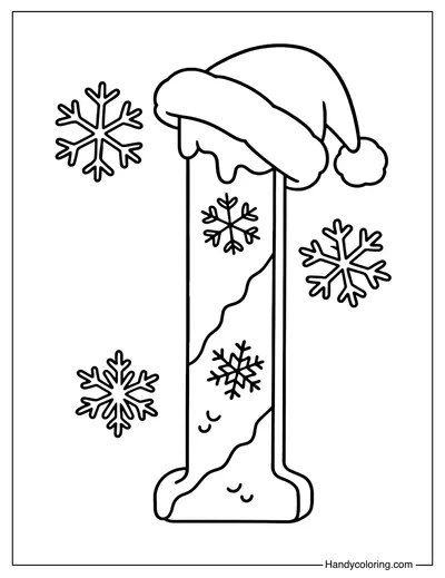Letter I Christmas Snowflakes Coloring Page