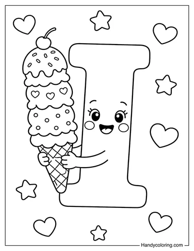 Letter I Enjoying Ice Cream