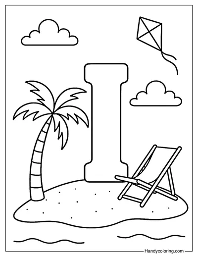 Letter I Island Breeze Coloring Page