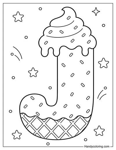 Letter J Ice Cream Bubble Alphabet