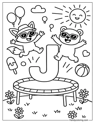 Letter J Joyful Jump Coloring Page