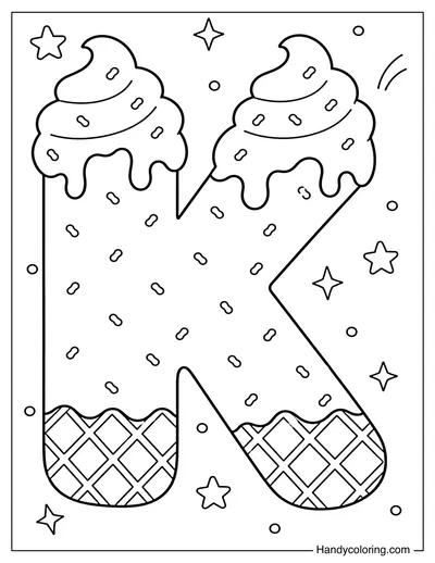 Letter K Ice Cream Bubble Alphabet