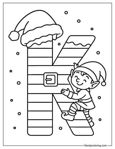 Letter K Kris Kringle Christmas Coloring Page