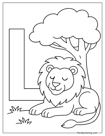 Letter L for Lion Coloring Page
