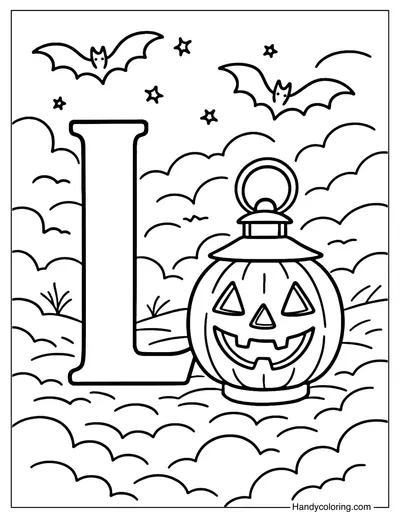 Letter L Lantern Coloring Page