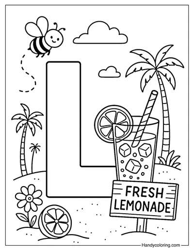 Letter L Lemonade Stand Coloring Page