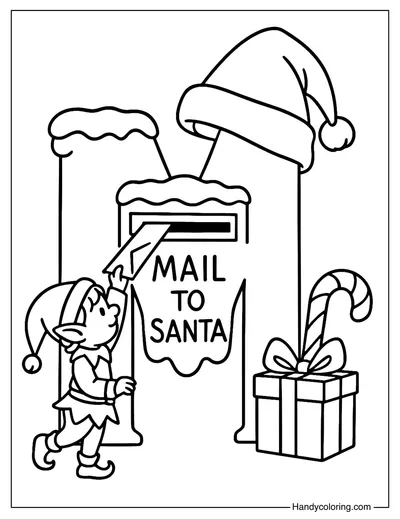 Letter M Christmas Santa Mailbox Coloring Page