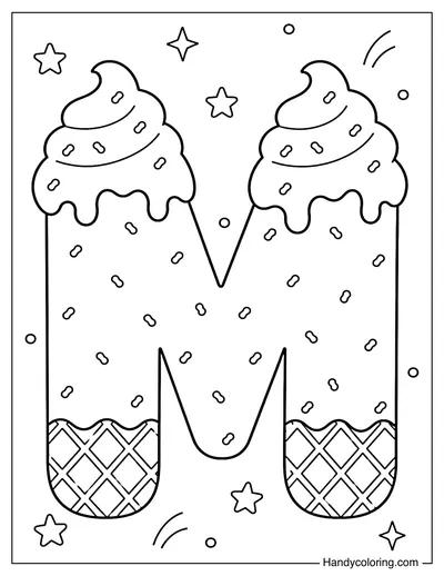 Letter M Ice Cream Bubble Alphabet