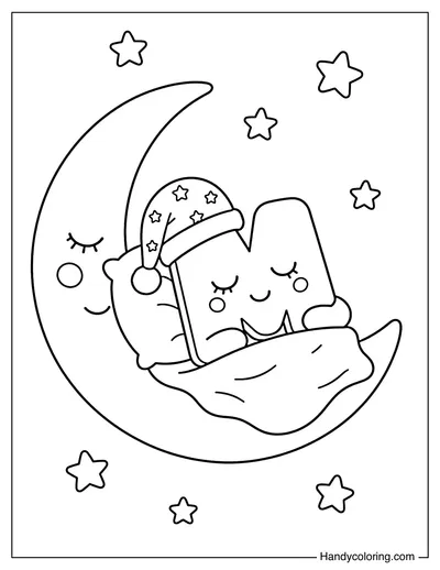 Letter M Sleeping on the Moon