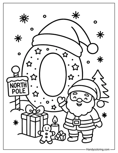 Letter O Christmas North Pole and Santa Coloring Page
