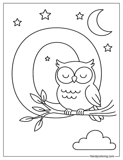 Letter O for Owl Coloring Page