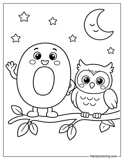Letter O with an Owl On a Branch