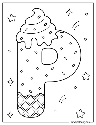 Letter P Ice Cream Bubble Alphabet