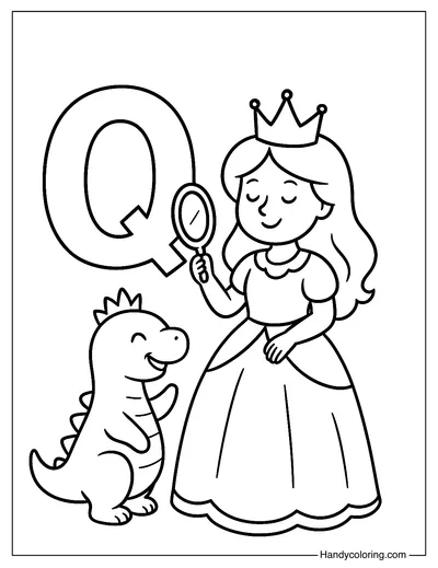 Letter Q for Queen Coloring Page