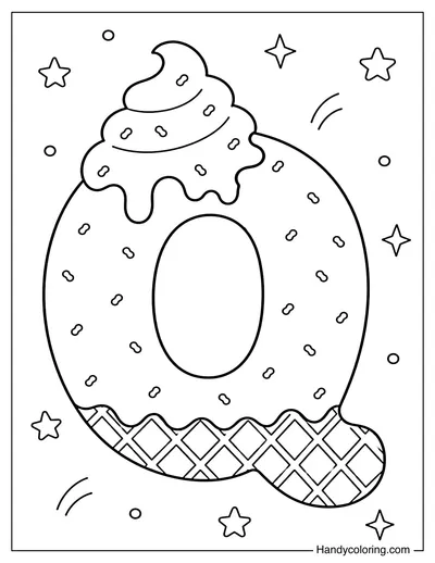 Letter Q Ice Cream Bubble Alphabet