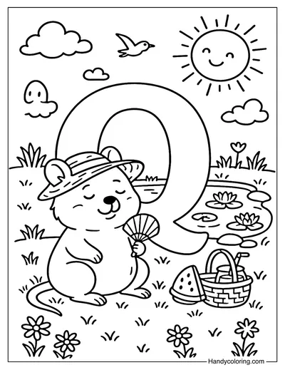 Letter Q Quiet Quokka Coloring Page