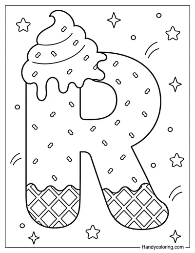 Letter R Ice Cream Bubble Alphabet