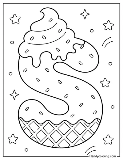 Letter S Ice Cream Bubble Alphabet